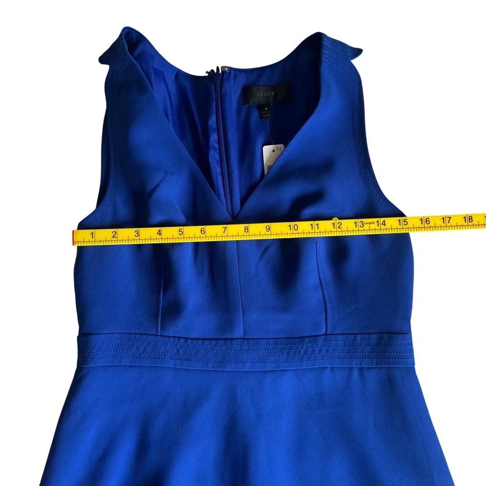 J.Crew Womens Royal Blue V-Neck Sleeveless Fit & Flare Dress E0068 Size 8 NWT